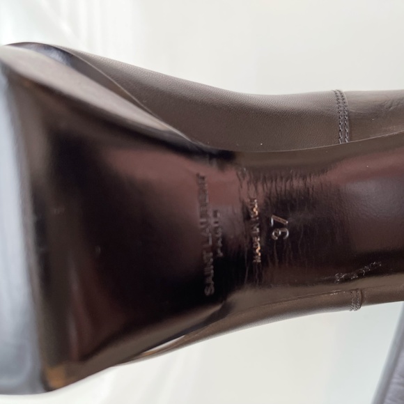 YVES SAINT LAURENT Black Leather Janis 105 Ankle Boots Size 37 - Picture 13 of 14